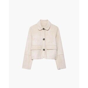 ZARA Faux Suede Cropped Jacket Light Sand Ecru Size Small NWT 4968/224/712